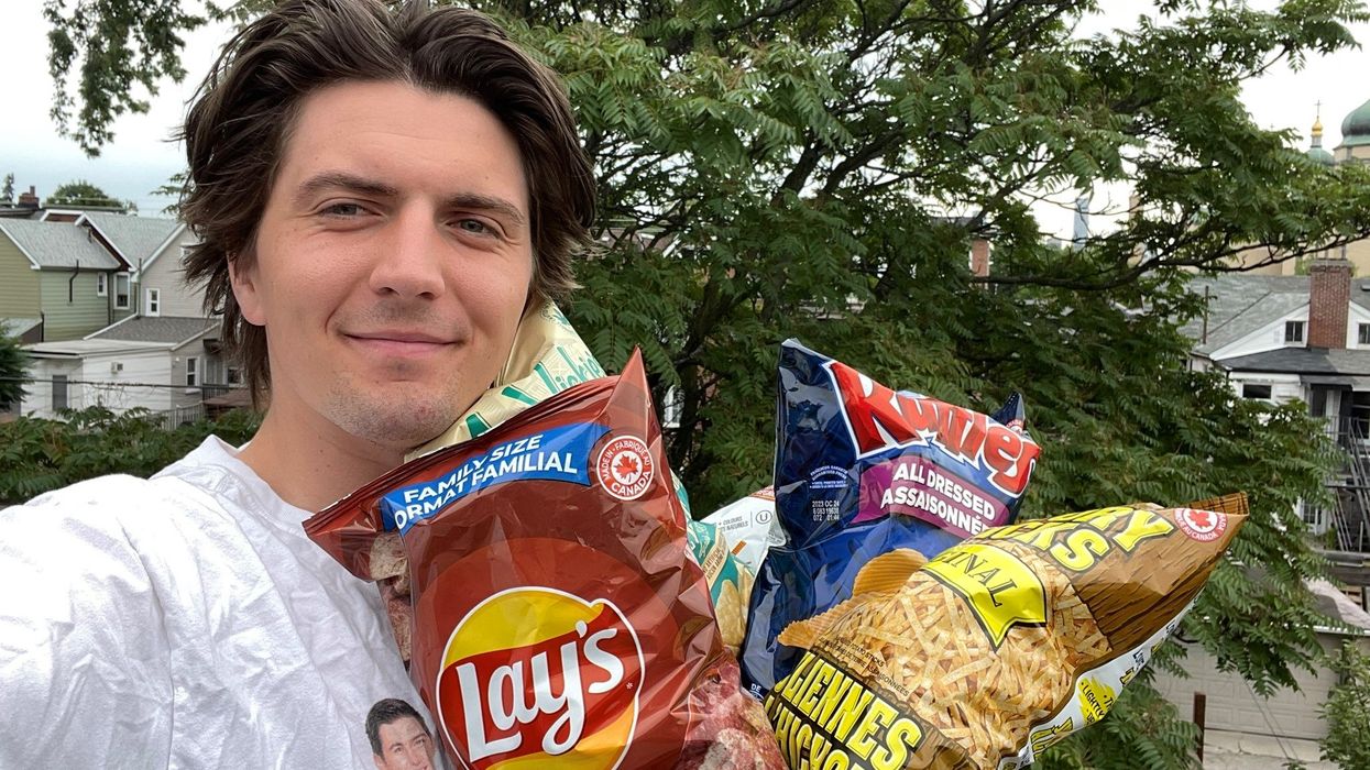 Tristan holding all of the chips.