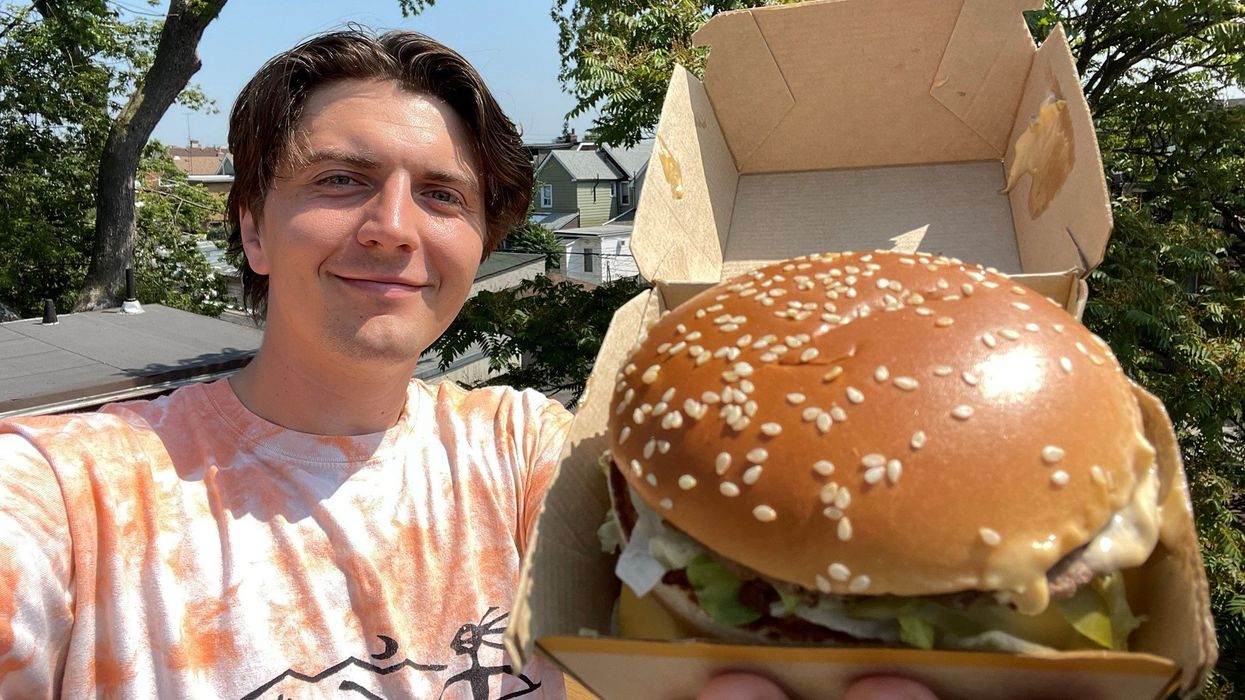 Tristan holding the Big Mac.