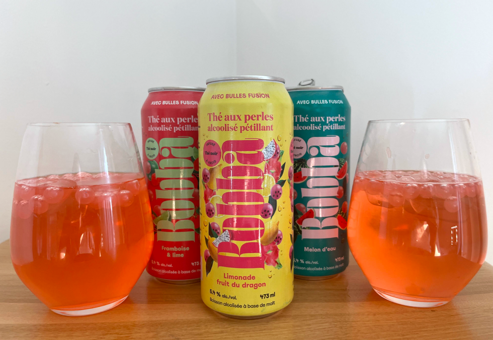 Trois saveurs de bubble tea Bobba.