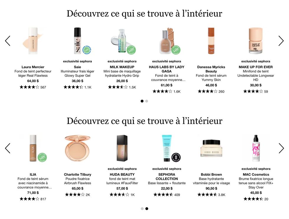 Trousse d'echantillons pour le teint du Sephora Canada.