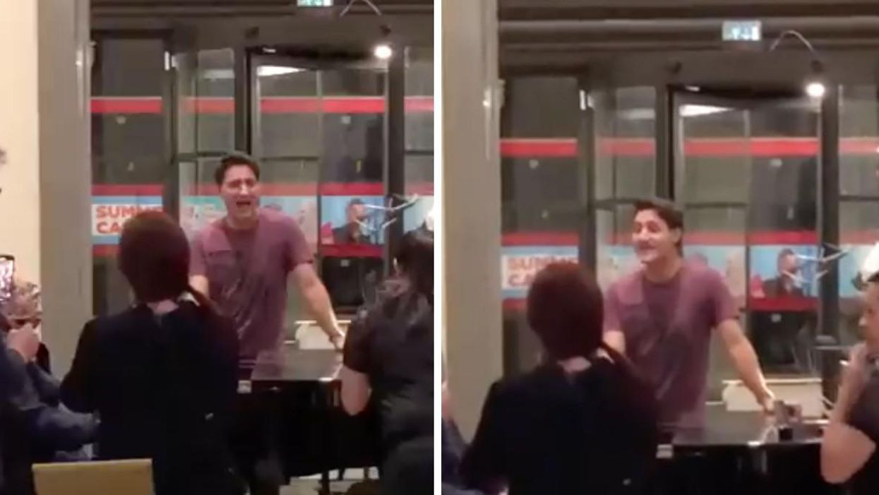 Trudeau singing in London.