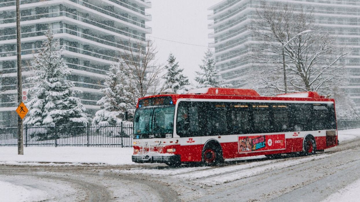 TTC bus in the snow.