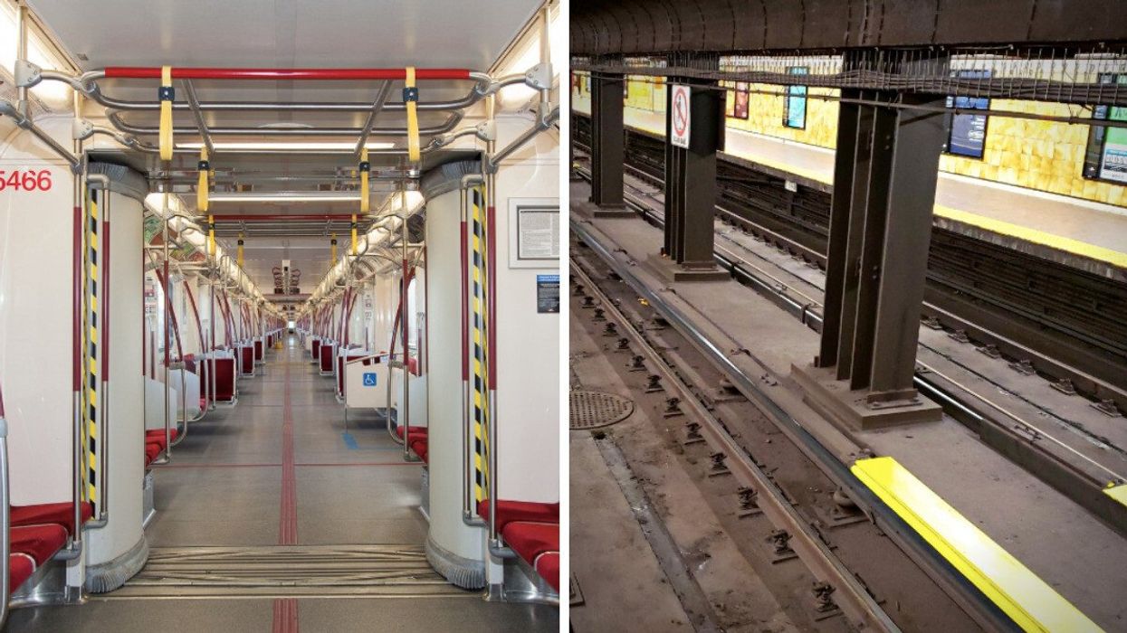 TTC's subway. Right: TTC underground train track.