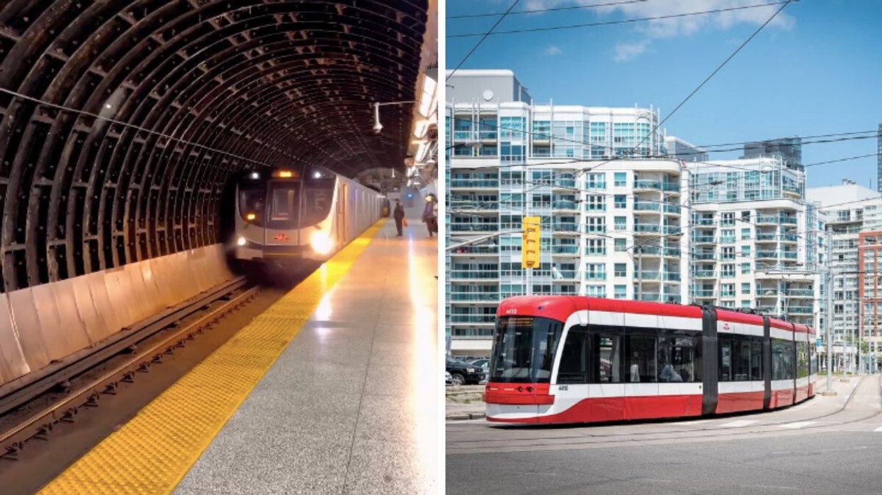 TTC subway station. Right: TTC streetcar.