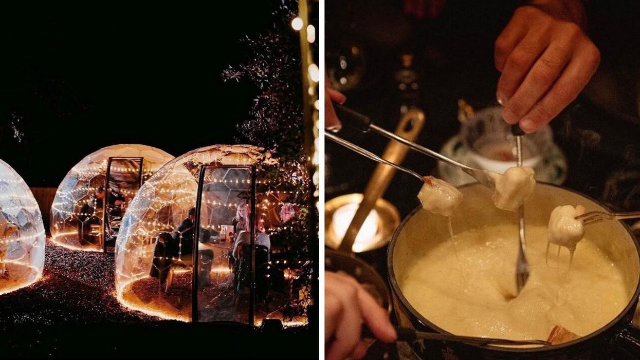 Tu peux aller te bourrer de fondue au fromage dans des dômes sous les étoiles à Montréal