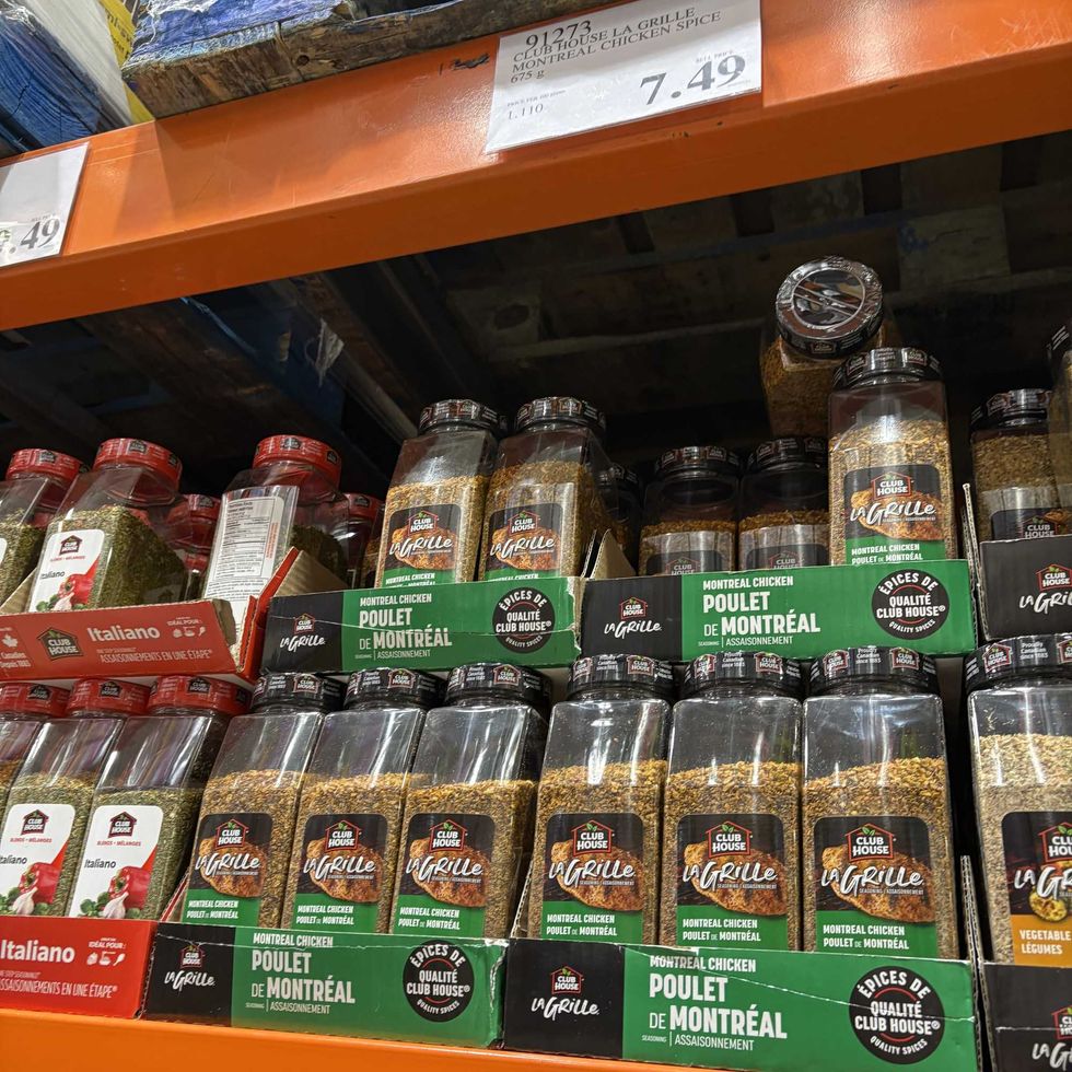 tubs of Club House montreal chicken seasoning at costco