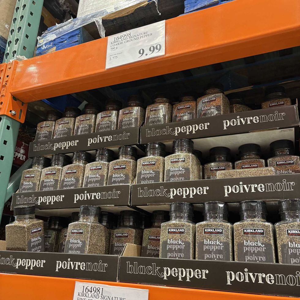 tubs of Kirkland Signature coarse ground black pepper at costco