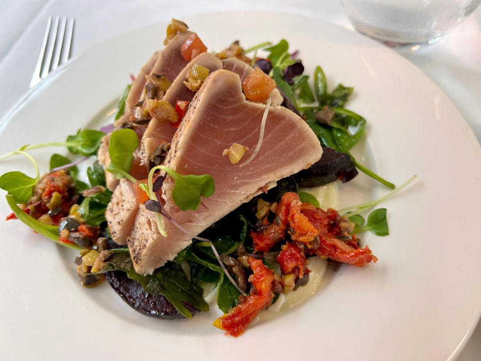 Tuna dish served on board.