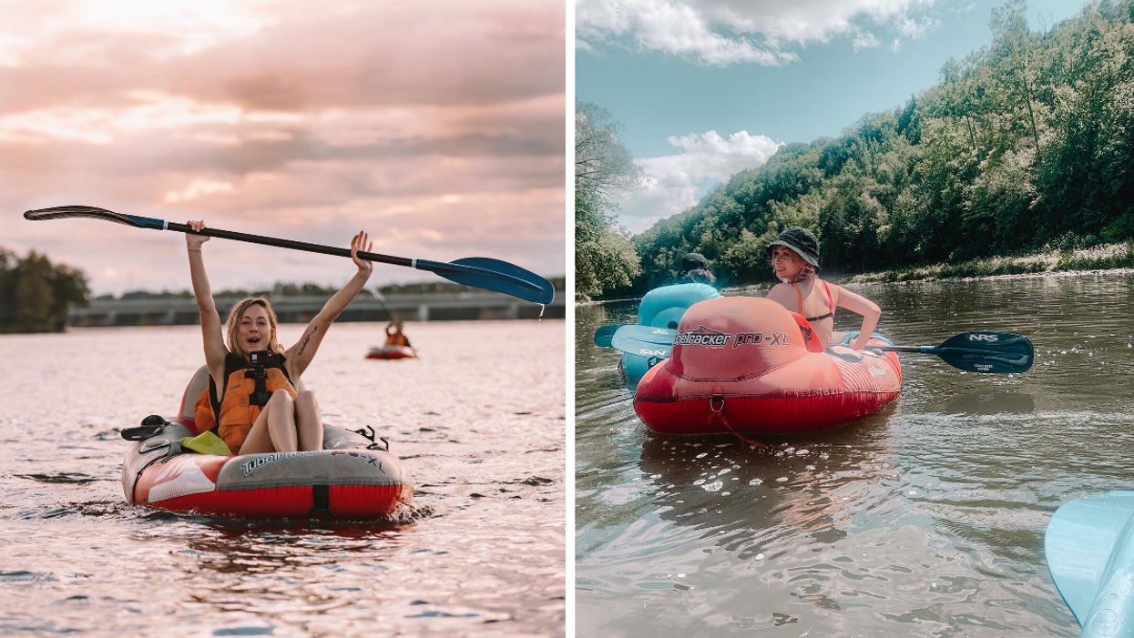 Turbo tubing on the Ottawa River. Right: Tubing down a lazy river in Ontario.