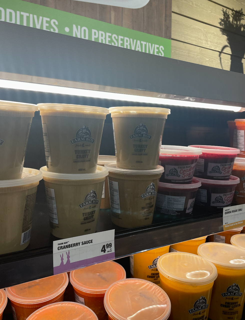 Turkey Gravy and Cranberry Sauce.