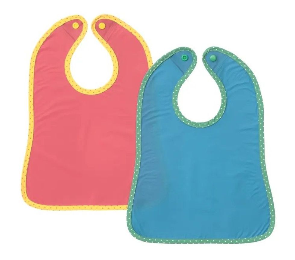 Two colourful bibs.