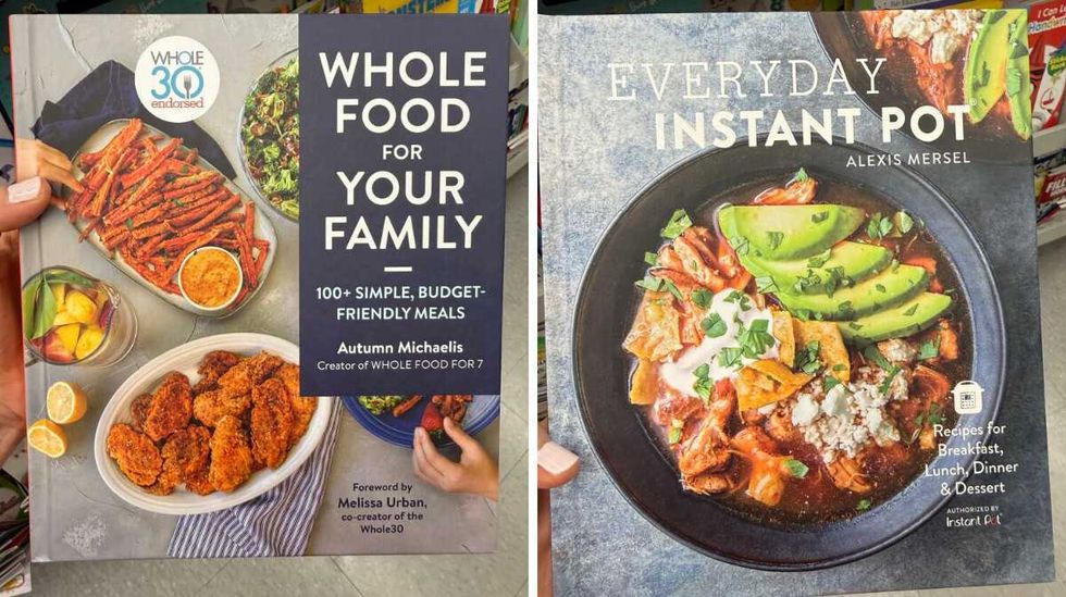 Two cookbooks side by side that say Whole Food For Your Family and Everyday Instant Pot.