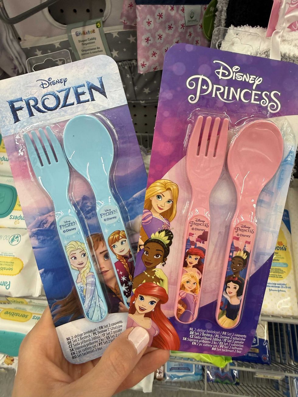 Two Disney princess-themed sets including a fork and spoon.