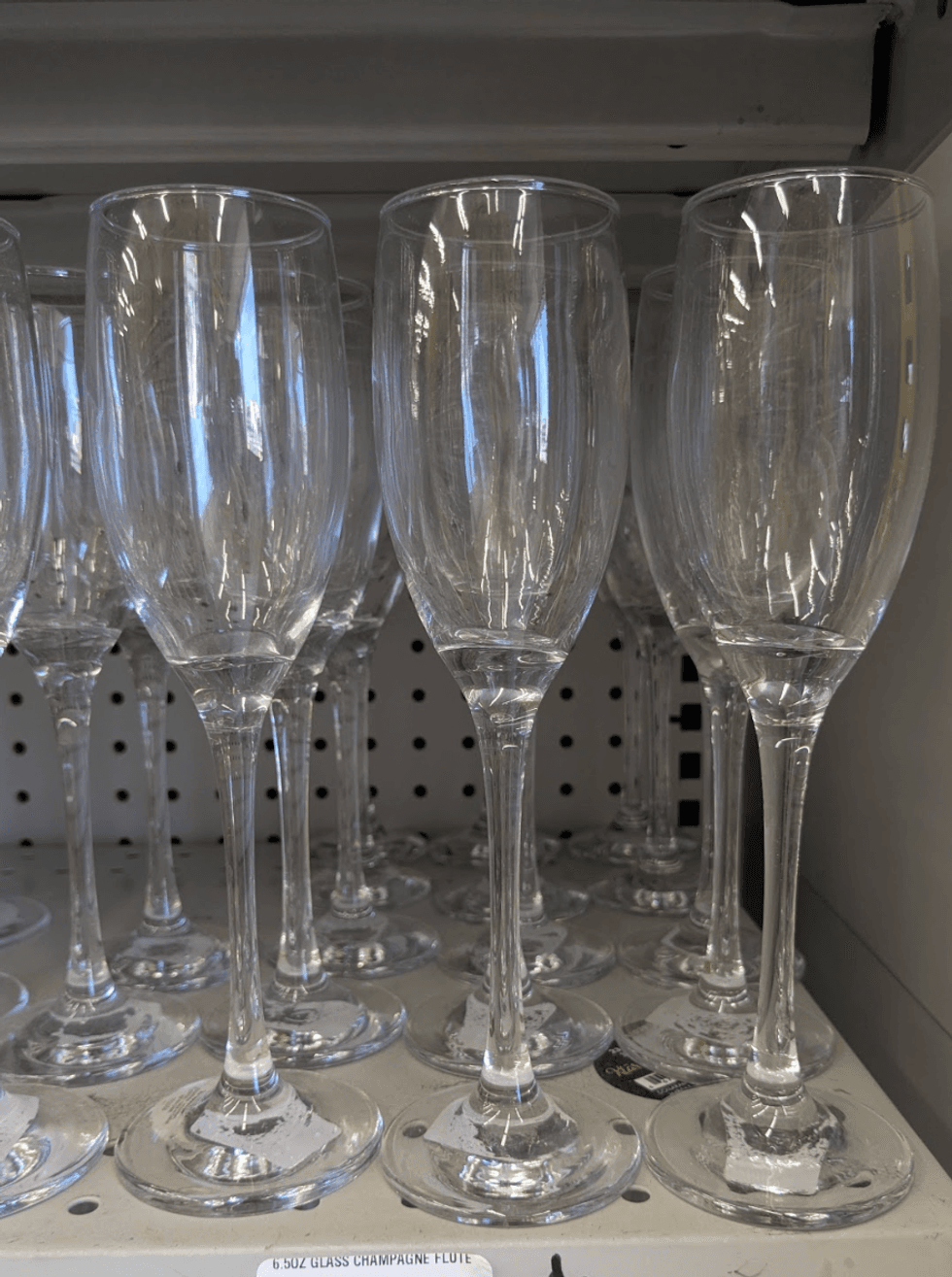 Two elegant clear champagne flutes