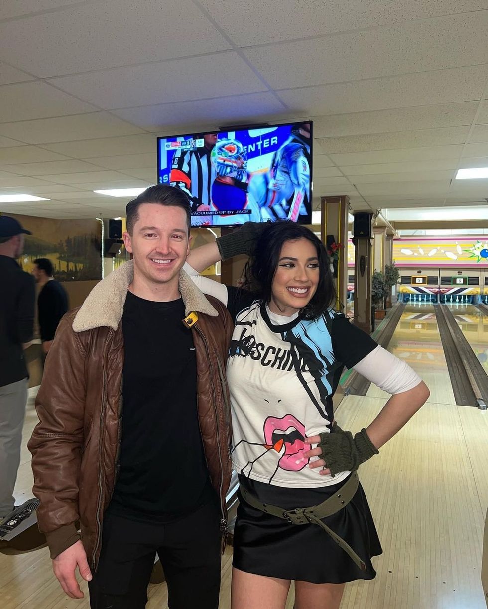 Two friends pose at Commodore Lanes and Billiards, Vancouver.