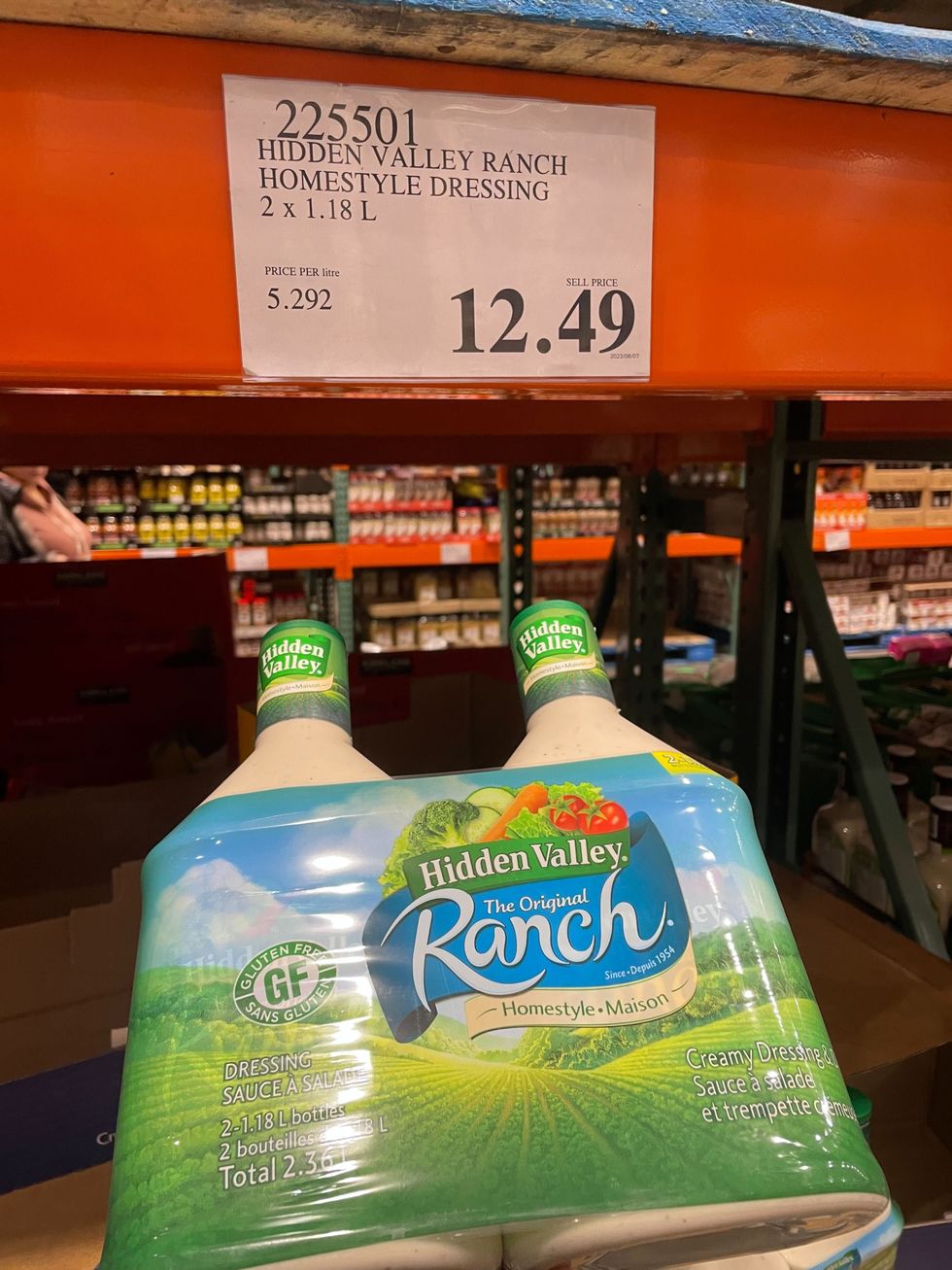 two hidden valley ranch dressing bottles in a pack at costco