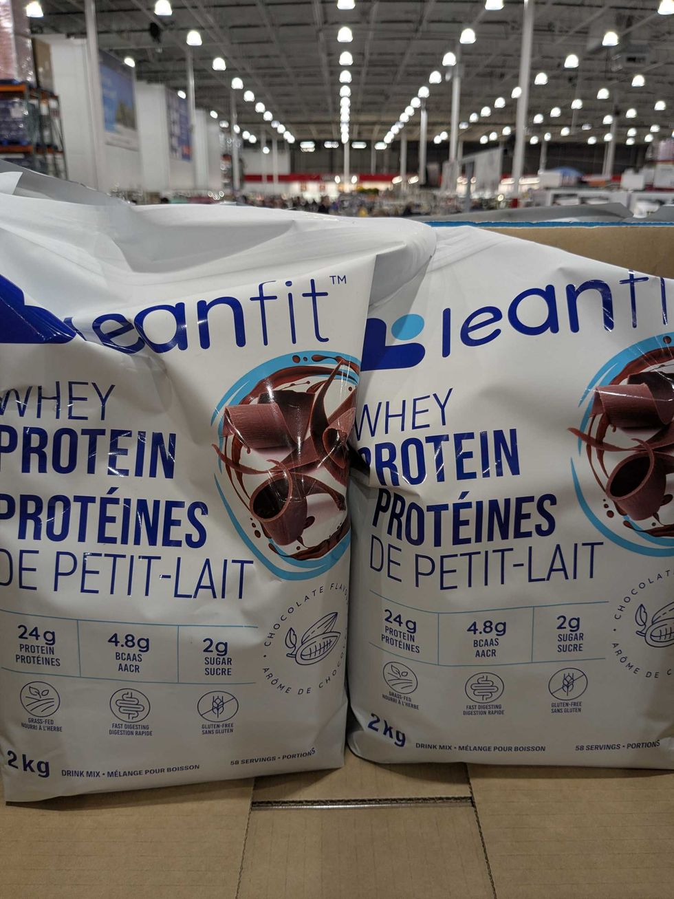 Two large bags of Leanfit protein powder