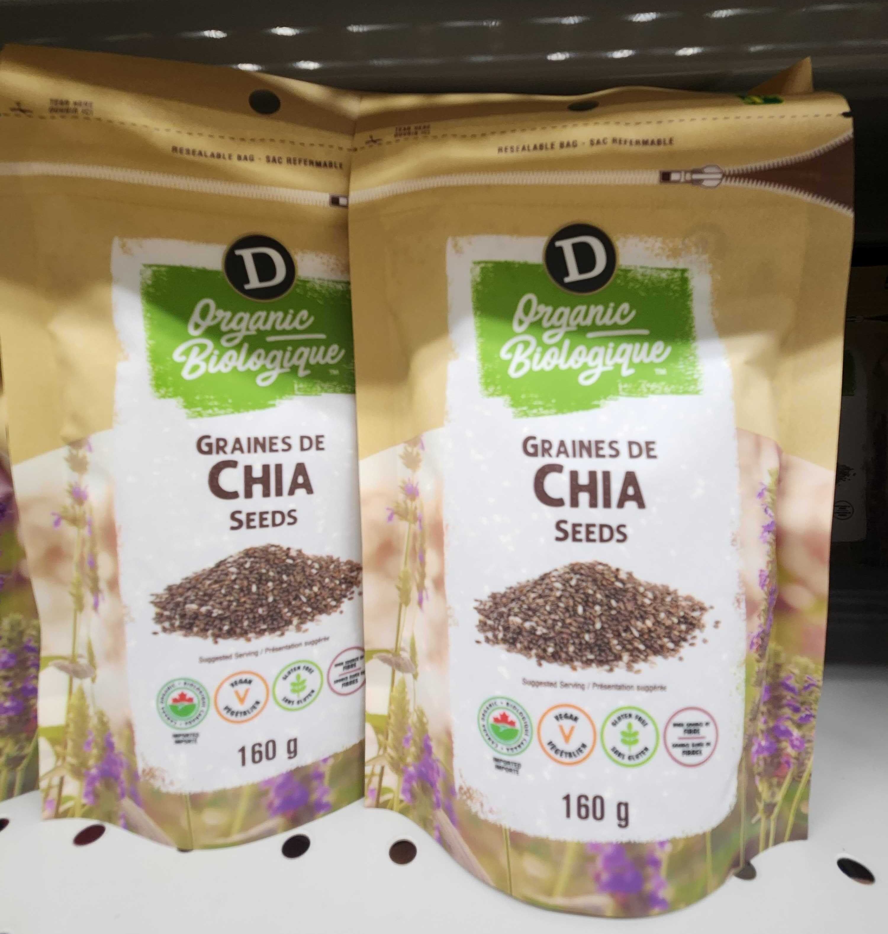 Two packages of Organic Chia Seeds.