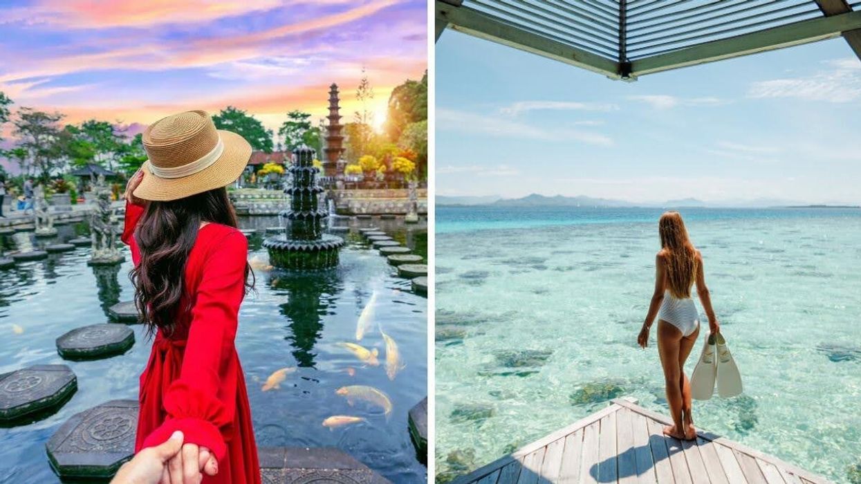 Two women on tropical getaways.