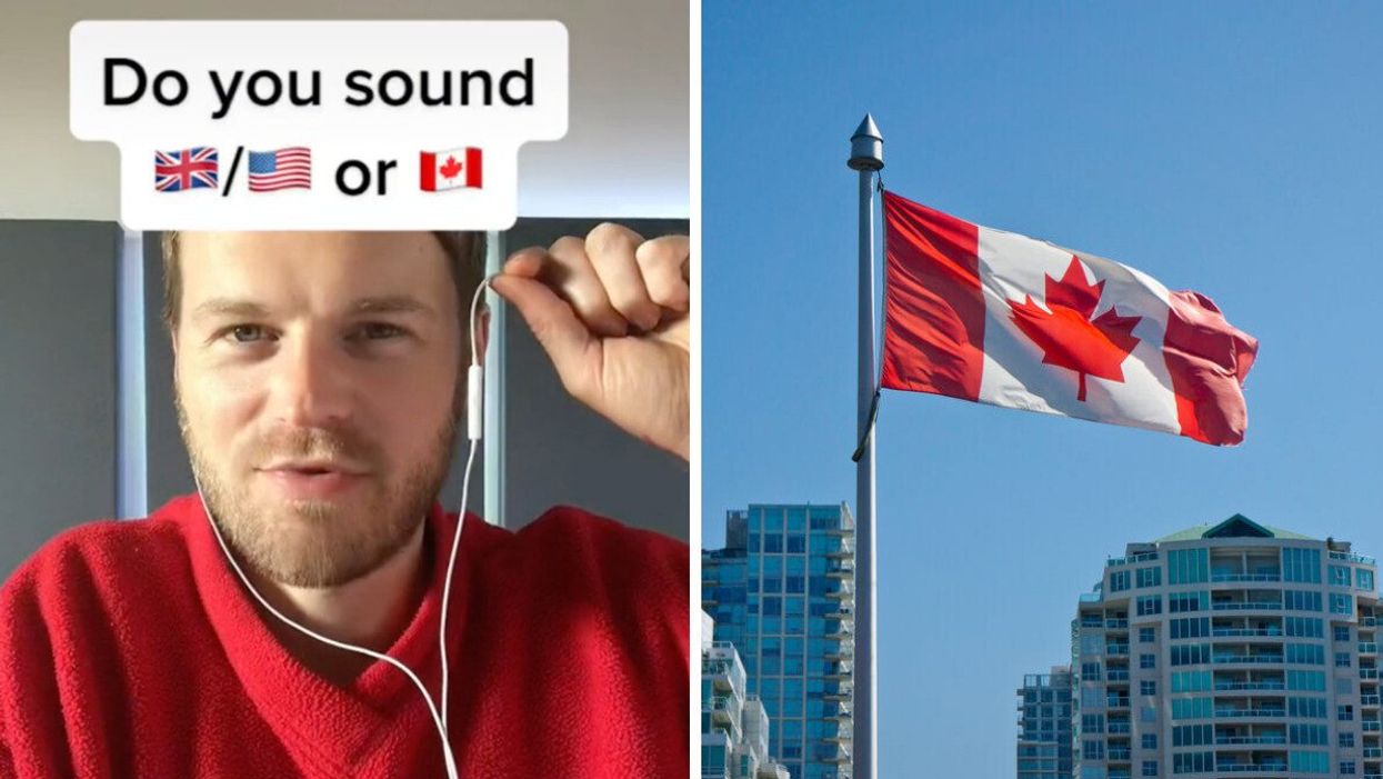 Ty of English with Ty on TikTok. Right: The Canadian flag.