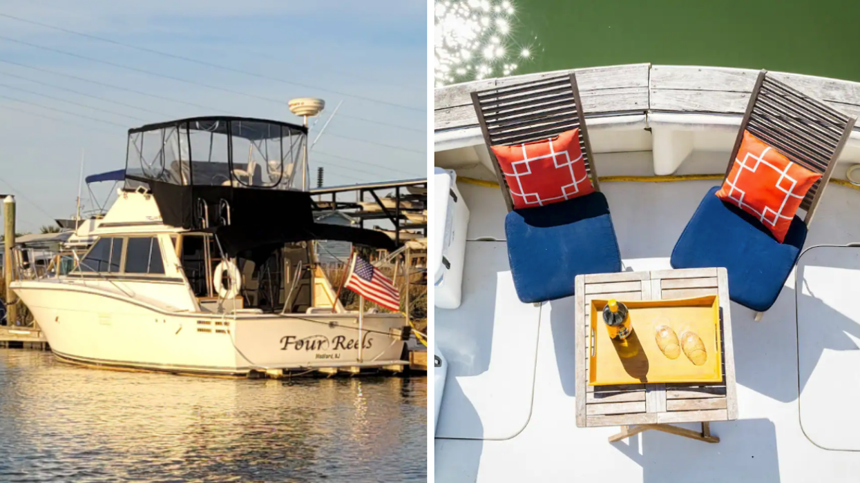 Tybee Island Waterfront Getaway. Right: The Reel Blues boat.