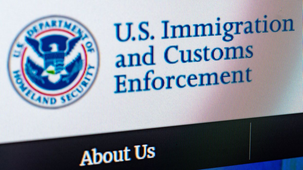 U.S. Immigration and Customs Enforcement logo on a computer screen.