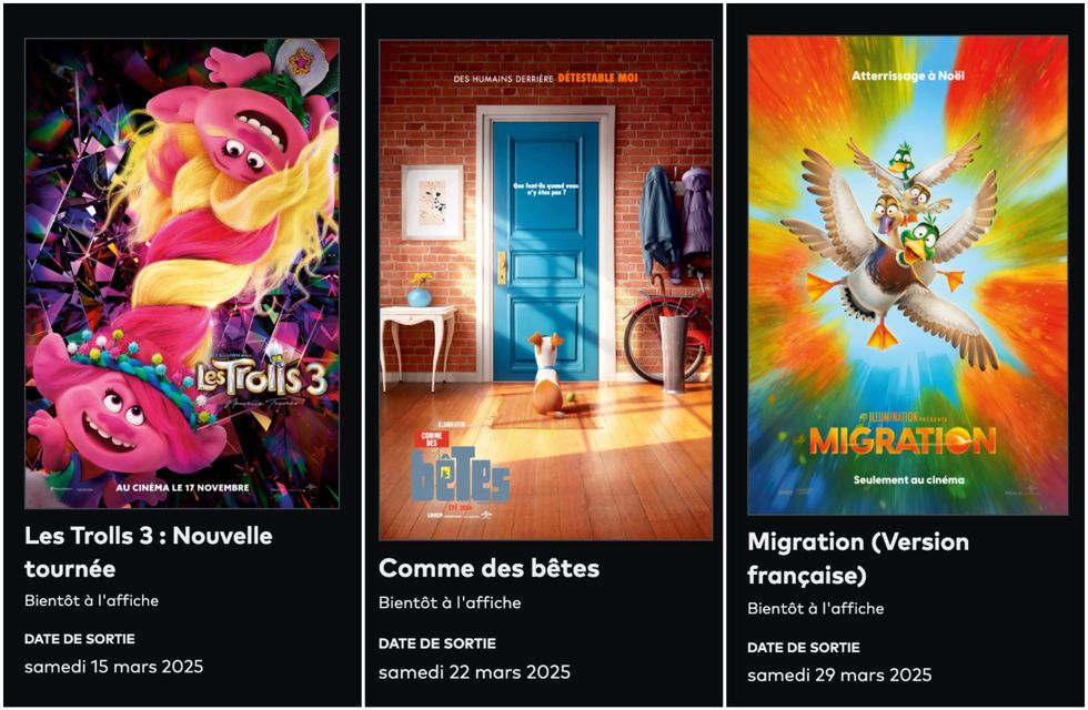 \u00ab Les Trolls 3 : Nouvelle tourn\u00e9e \u00bb, \u00ab Comme des b\u00eates \u00bb et \u00ab Migration \u00bb \u00e0 l'affiche pour Films en famille dans les Cineplex du Qu\u00e9bec.