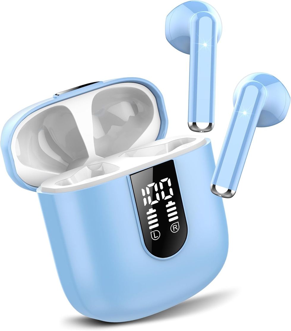 \u00c9couteurs sans fil Bluetooth bleus sur le site d'Amazon Canada.