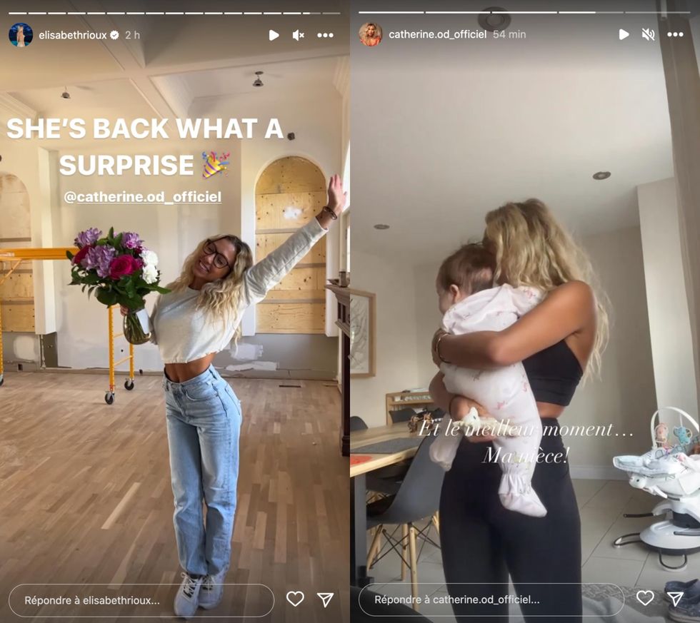 \u00c9lisabeth Rioux souligne le retour de Catherine d'OD. Droite : Catherine d'OD Martinique publie sur Instagram.