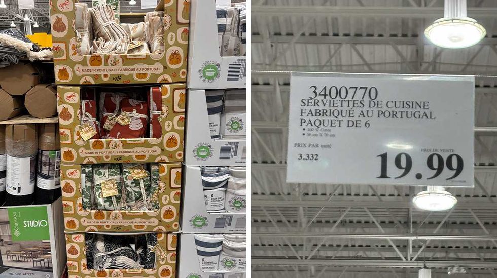 \u00c9talage de serviettes \u00e0 main saisonni\u00e8res chez Costco.