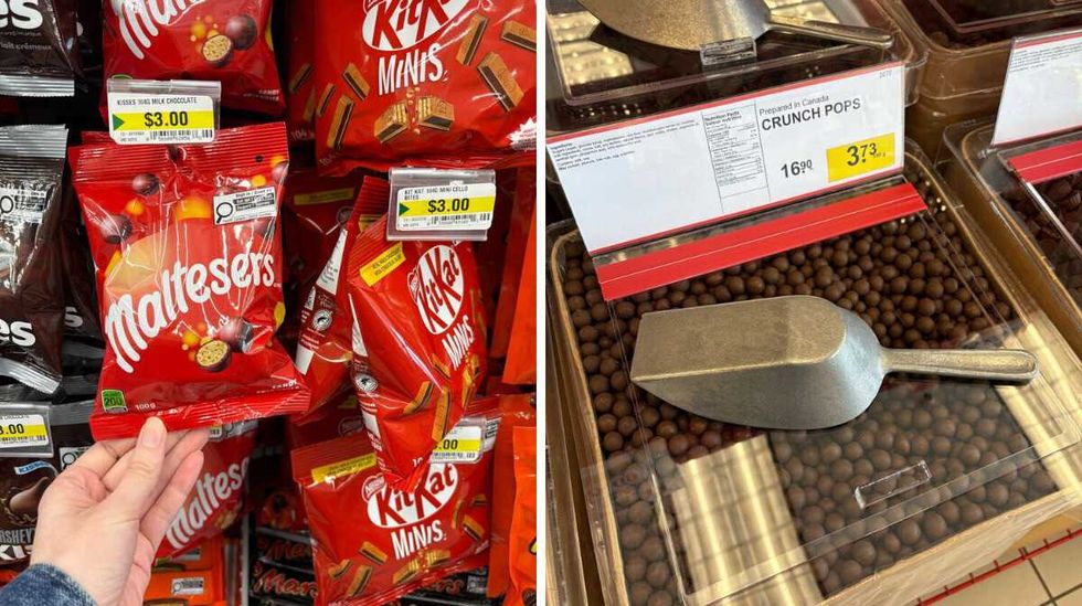 \u200b\u200bMaltesers at Dollarama. Right: Chocolate crunch pops at Bulk Barn.