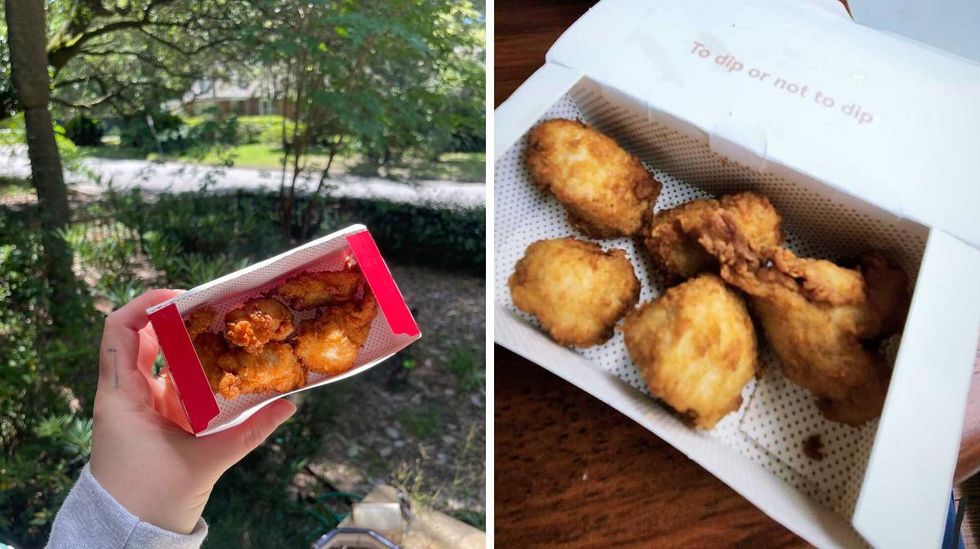\u200b\u200bThe nuggets from the U.S. Chick-fil-A. Right: \u200bThe nuggets from the Canadian Chick-fil-A.