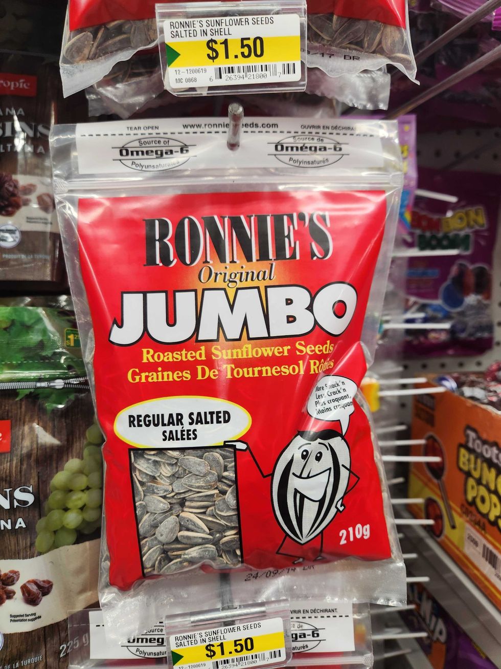 \u200bA bag of sunflower seeds at Dollarama.