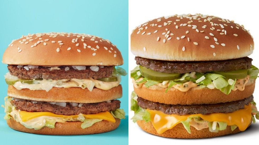\u200bA Big Mac from McDonald's Canada. Right: A Big Mac from McDonald's U.S.