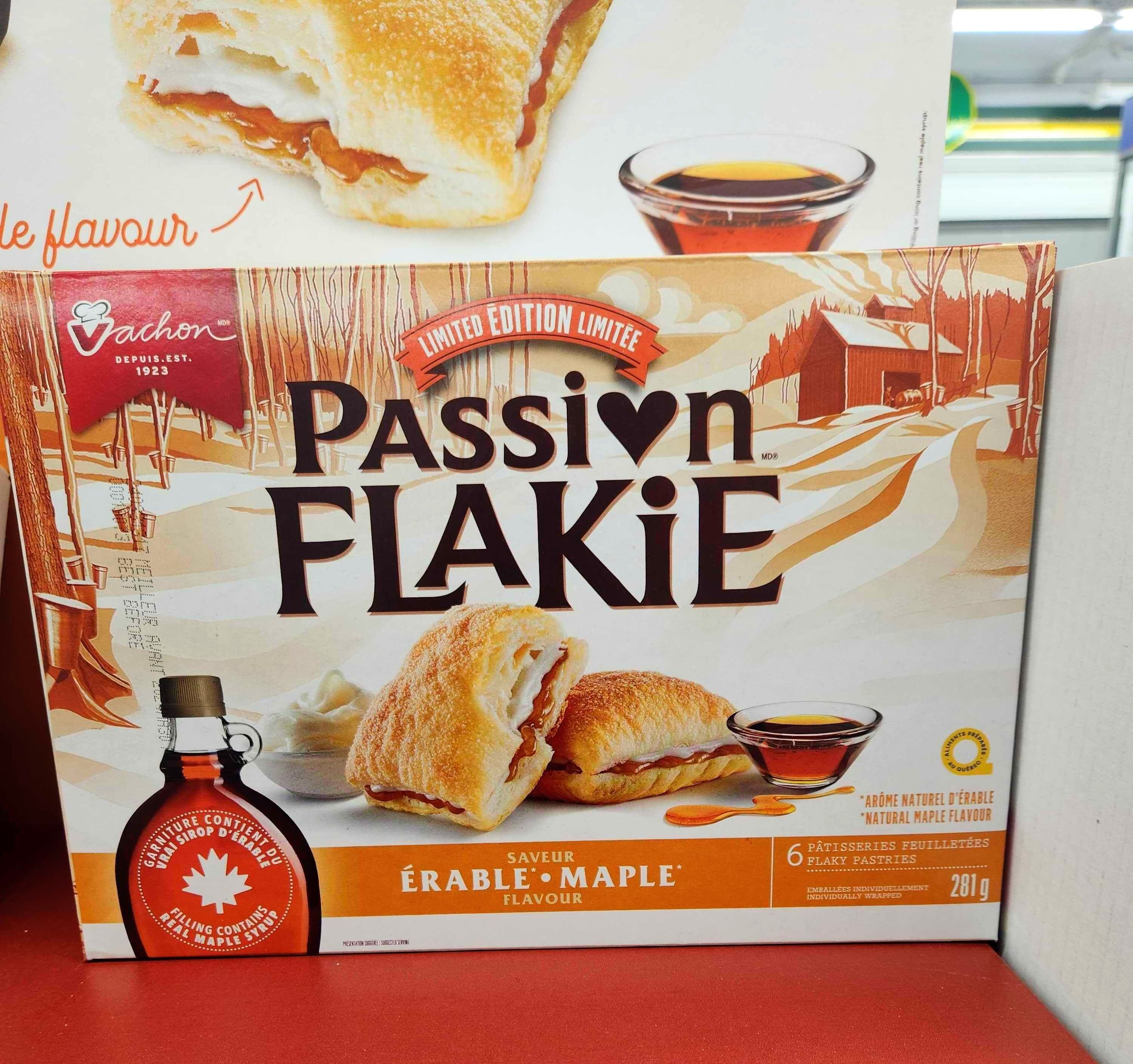 \u200bA package of Passion Flakie Limited Edition Maple Flavour at Dollarama.