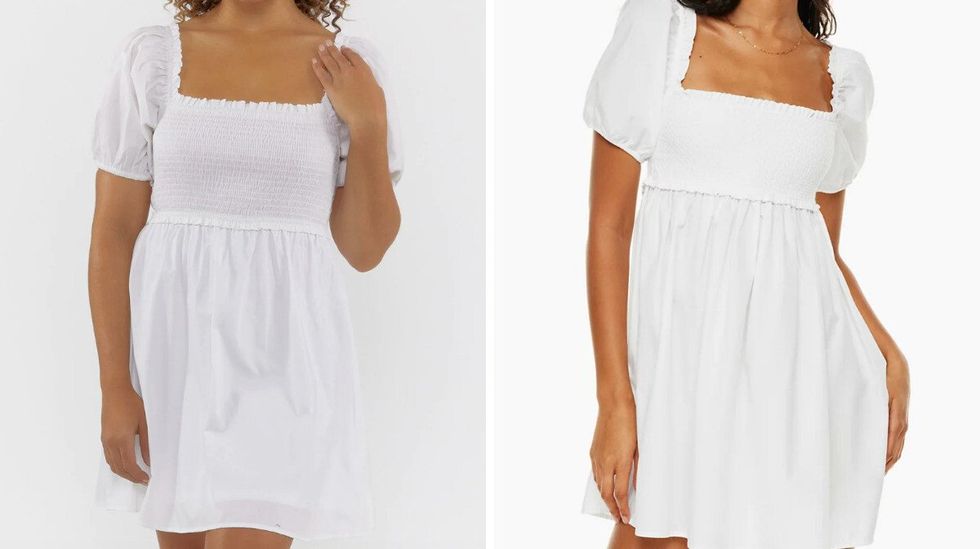 \u200bA puff sleeve dress from Forever 21. Right: A puff sleeve dress from Aritzia.