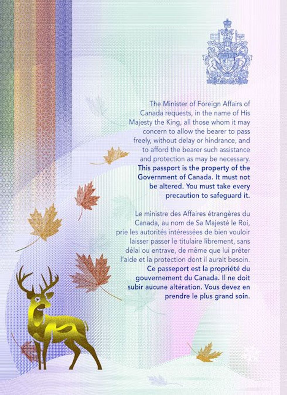 \u200bA reference to the king in the new Canadian passport.