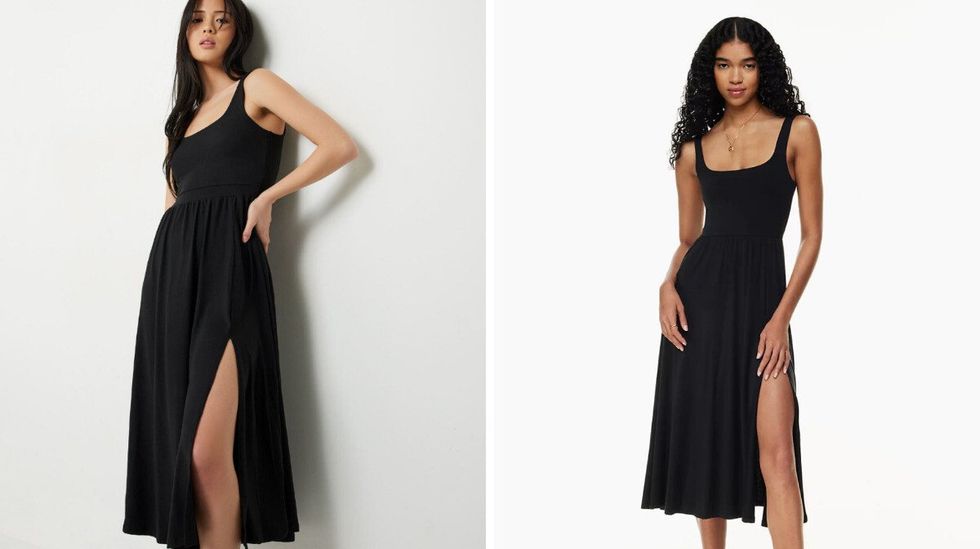\u200bA tank midi dress from Ardene. Right: A tank midi dress from Aritzia.