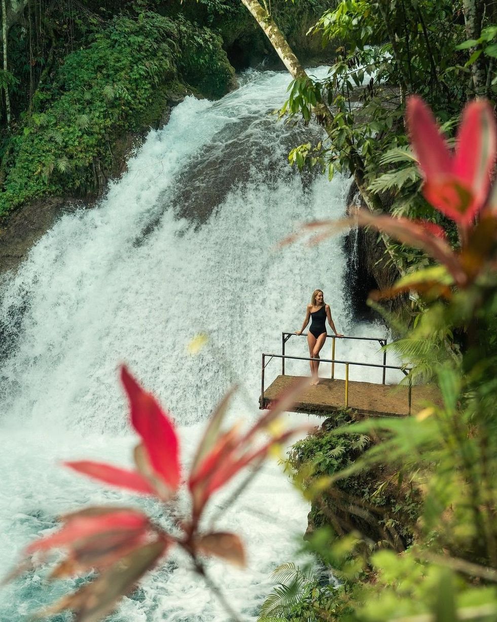 \u200bA woman at the Blue Hole in Ocho Rios, Jamaica.