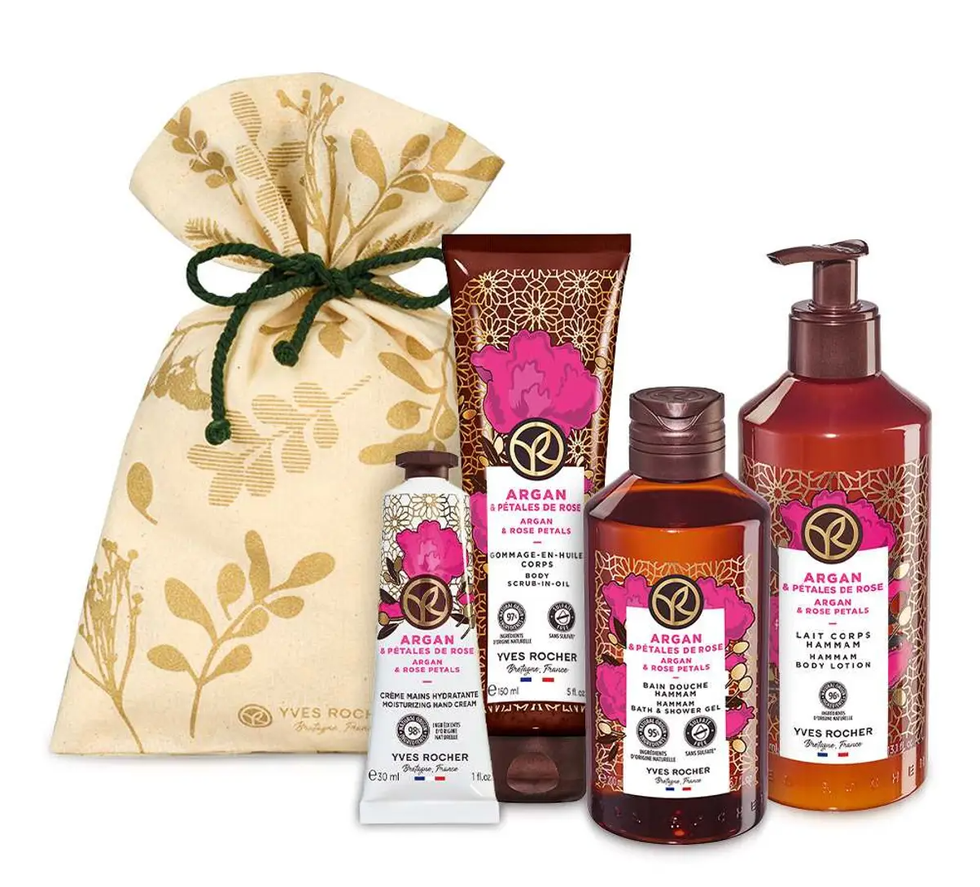 \u200bArgan & Rose Petals Hammam Body & Bath Giftset from Yves Rocher.
