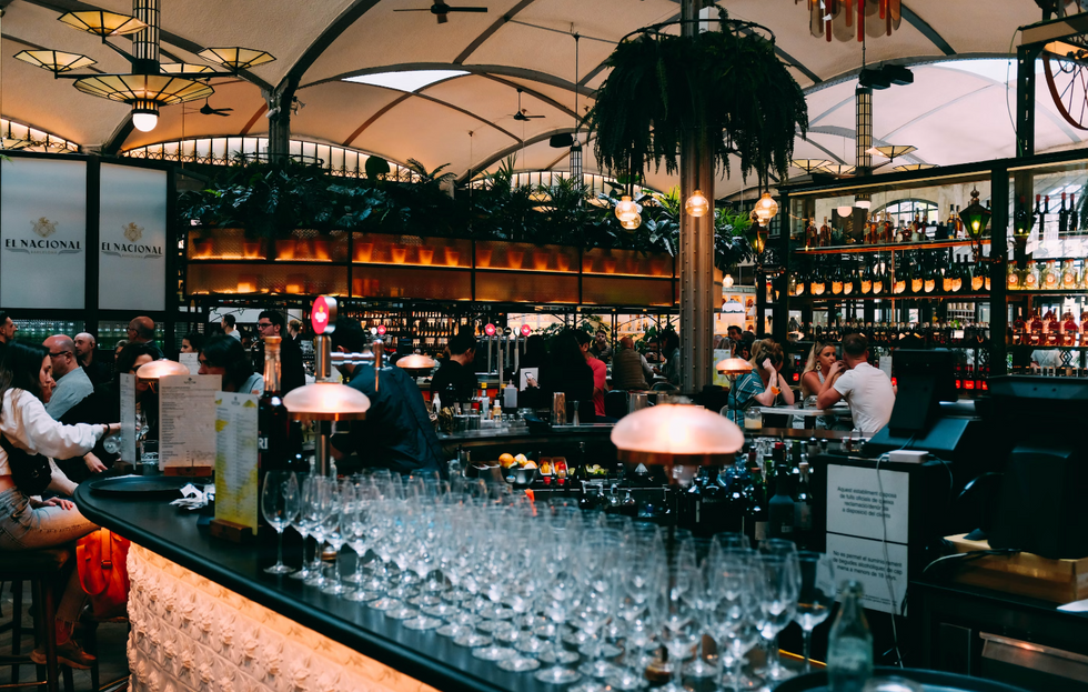 \u200bBar full of wine glasses.