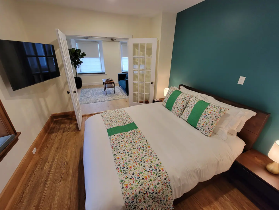 \u200bBedroom with French doors.