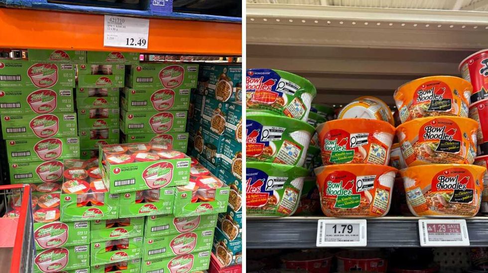 \u200bBowl Noodles at Costco. Right: Bowl Noodles at Loblaws.
