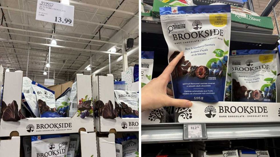 \u200bBrookside chocolate at Costco. Right: Brookside chocolate at Walmart.