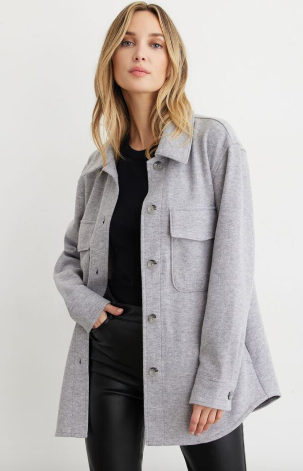 \u200bButton-front shacket.