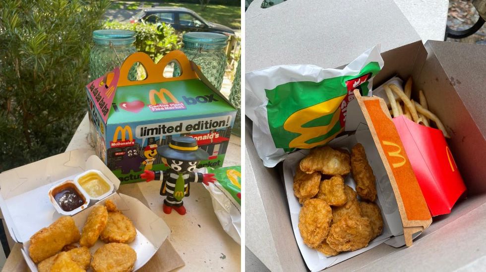 \u200bChicken nuggets and fries from the happy meal boxes.