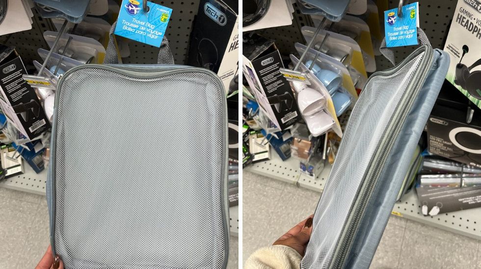 \u200bCubes organisateurs bleu avec dessus en filet.