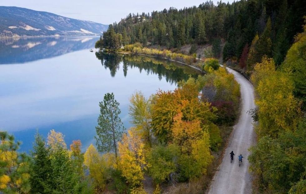 \u200bCyclists on the Okanagan Rail Trail in early fall.
