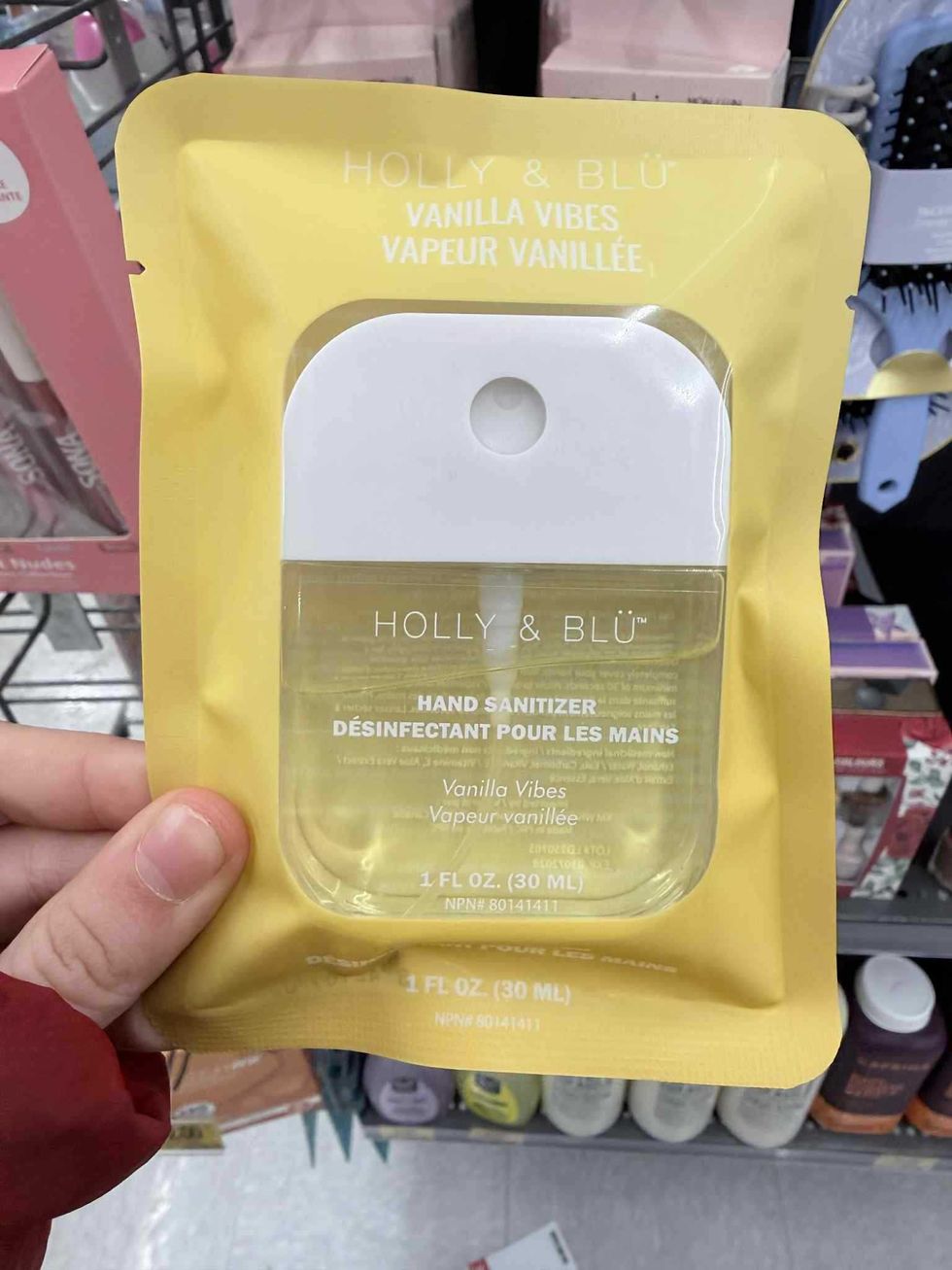 \u200bD\u00e9sinfectant pour les mains en vaporisateur \u00e0 la vanille vendu au Tigre G\u00e9ant.