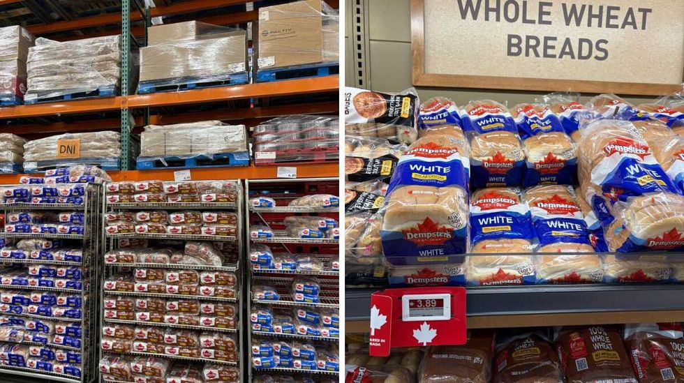 \u200bDempster's bread at Costco. Right: Dempster's bread at Loblaws.